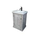 Infurniture 24 In. Rustic Solid Fir Vanity With Ceramic Single Sink In Grey-No Faucet WK1824-G